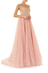 Strapless Embroidered Ball Gown