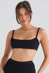 black ribbed knit bralette