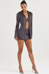 shadow satin a-line mini skirt