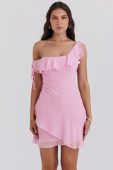 cotton candy off shoulder mini dress