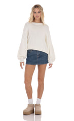 Knit Balloon Sleeve Jumper in Ivory