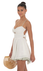 Polka Dot Twist A-line Dress in White