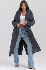 grey vegan shearling coat