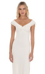 Off Shoulder Twist Maxi Dress in White