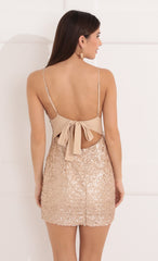 Sequin Bodycon Dress in Champagne