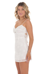 Chiffon Floral Front Twist Dress in White