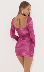 Swirl Long Sleeve Dress in Purple