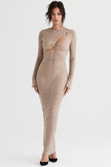 stone floral lace maxi dress