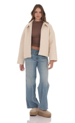 Sherpa Zip-Up Jacket in Cream