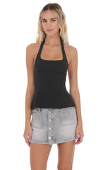 Back Bows Halter Top in Black