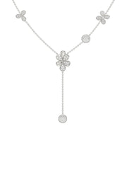 Floral White Gold Y Necklace