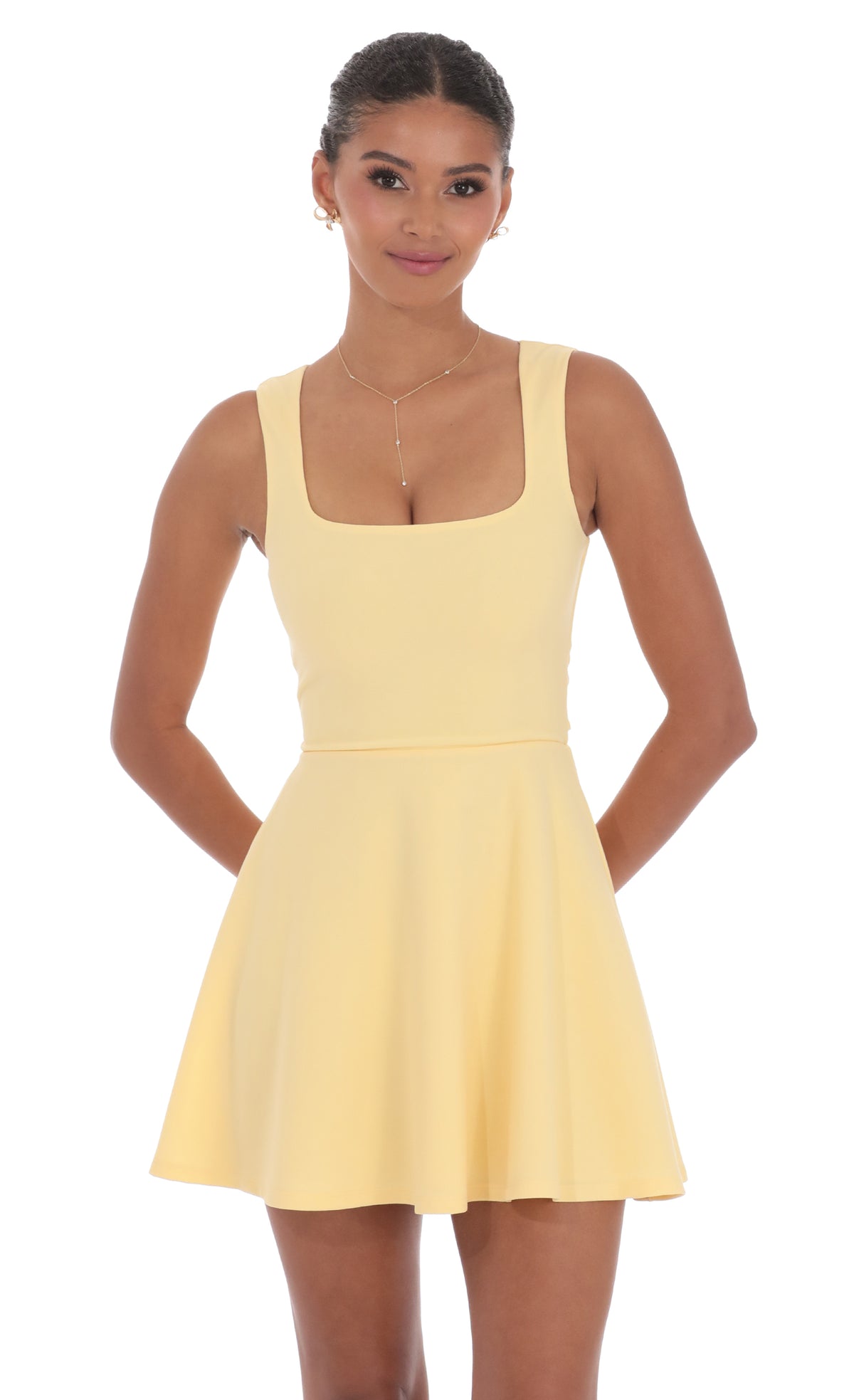 Back Bow A-Line Dress in Yellow