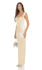 Satin Maxi Dress in Cream