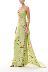 Celadon Floral Column Gown