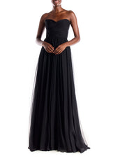Strapless Draped Chiffon Gown