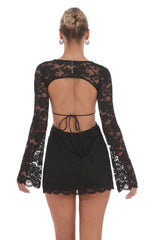 Lace Cutout Dress in Black