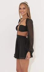 Long Sleeve Flare Dress in Black