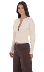 Cinched Knit Cardigan in Cream