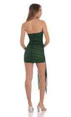 Mesh Tie Tassel Bodycon Dress in Green