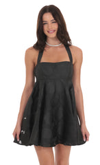 Floral Flare Babydoll Dress in Black