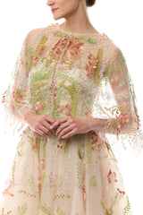 Embroidered Capelet Prosecco Multi