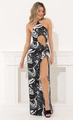 Marble Cutout Maxi Dress in Black