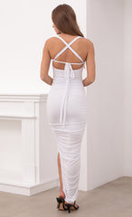Ruched Cutout Maxi in White