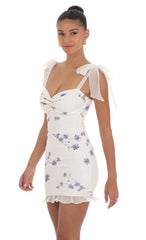 Floral Ruffle Dress in White