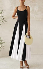 PRETTYGARDEN Spaghetti Strap Color Block Spring Dresses for Women 2025 Trendy Sleeveless Maxi Dress Flowy Prom Dresses