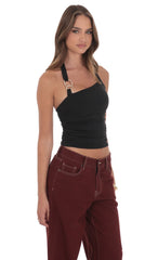 Halter Embellished Top in Black