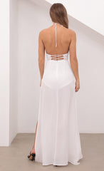 Halter Lace Dress in White