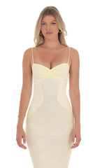 Lace Contour Maxi Dress in Yellow