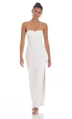 Strapless Bodycon Maxi Dress in White