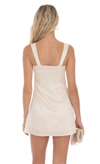 Satin Shift Dress in Champagne