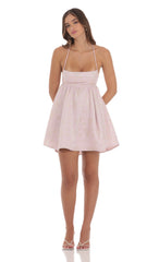 Shimmer Jacquard Baby Doll Dress in Pink