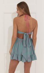 Halter Dress in Green Print