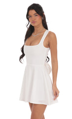 Back Bow A-Line Dress in White