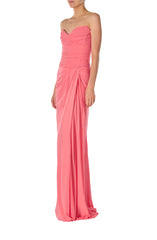 Strapless Draped Jersey Gown