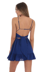 Chiffon V-Neck A-line Dress in Royal Blue