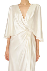 V-Neck Draped Capelet Sleeve Gown