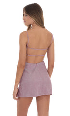 Shimmer Ruched Bodycon Dress in Mauve Pink