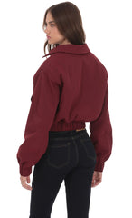 Collared Bomber Jacket in Burgundy