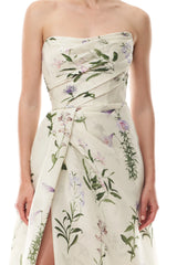 Floral Gazar Draped Gown