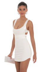 Satin Wrap Bodycon Dress in White
