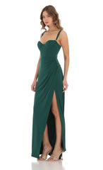 Lace Bust Maxi Dress in Green
